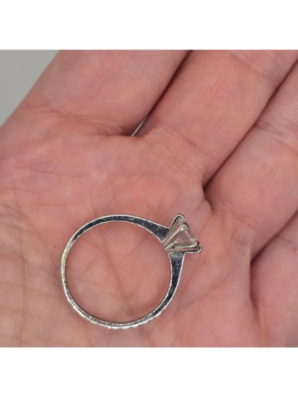 Vintage SETA Ring Silver tone Solitaire Engagement Round-Cut Stone Size 8.75